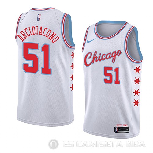Camiseta Ryan Arcidiacono #51 Chicago Bulls Ciudad 2018 Blanco Rojo - Haga un click en la imagen para cerrar